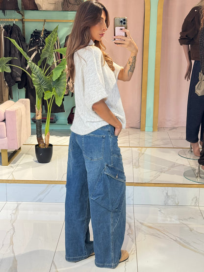 Jean Marivy Mid Blue – Balloon Wide Leg