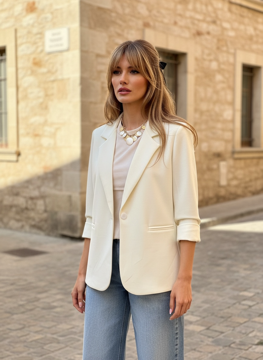 Veste Tailleur Stretch – Streetwear chic - beige