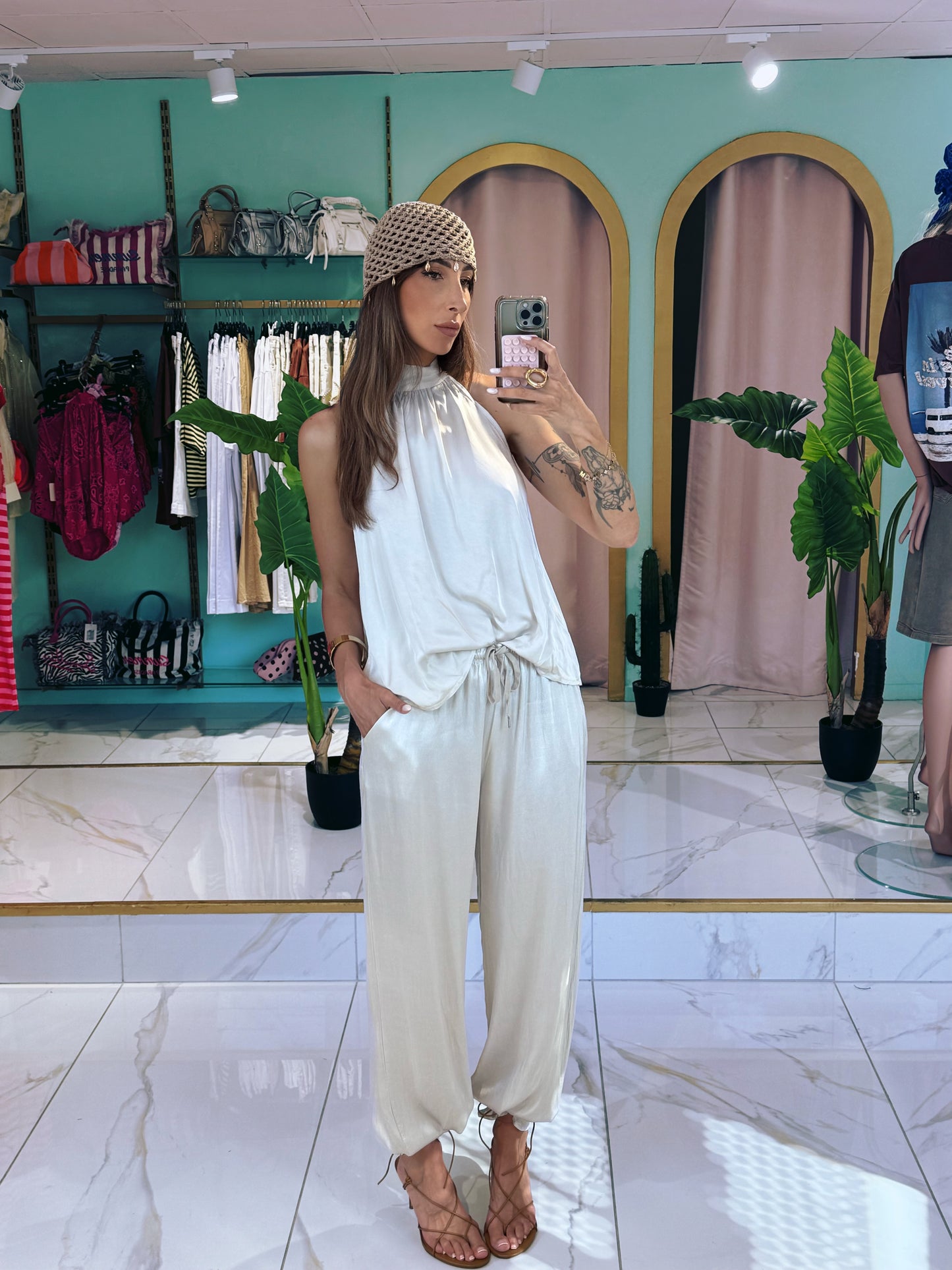 Pantalon Satiné fluide - beige clair