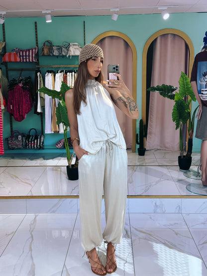 Pantalon Satiné fluide - beige clair
