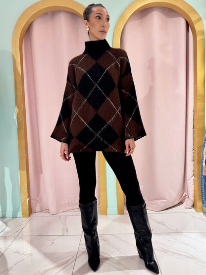 Tunique en maille Jacquard –noire