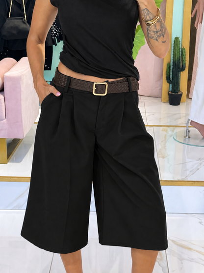 Bermuda Oversize avec Ceinture – noir