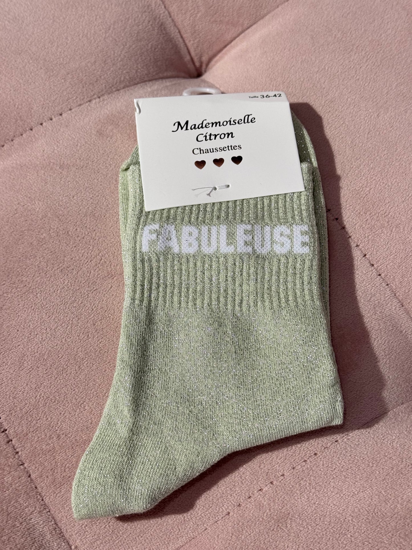 Chaussettes pailletées - message fabuleuse