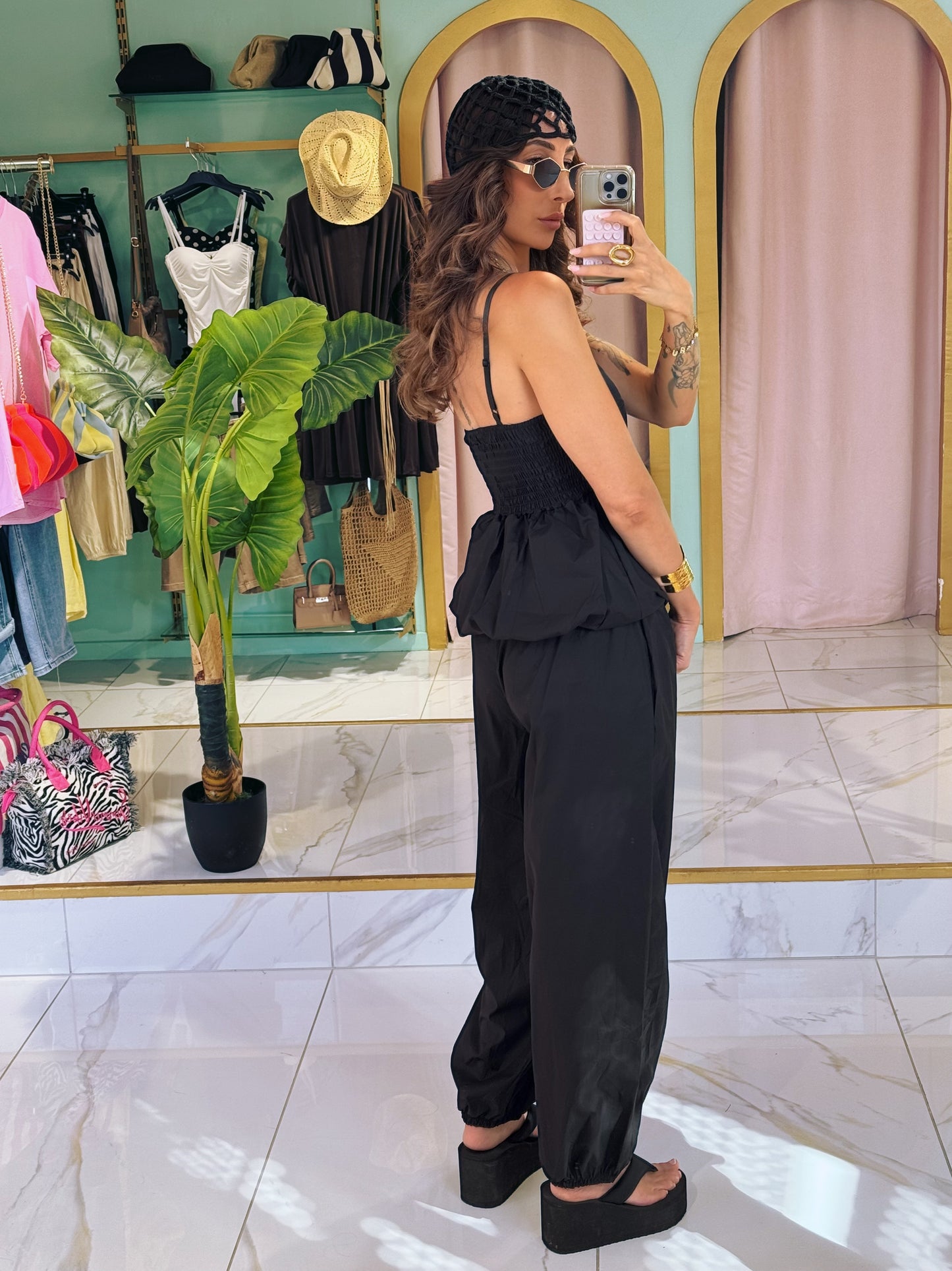 Ensemble nomade top & pantalon baloon - noir