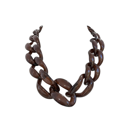 Collier maillon xl en résine chocolat