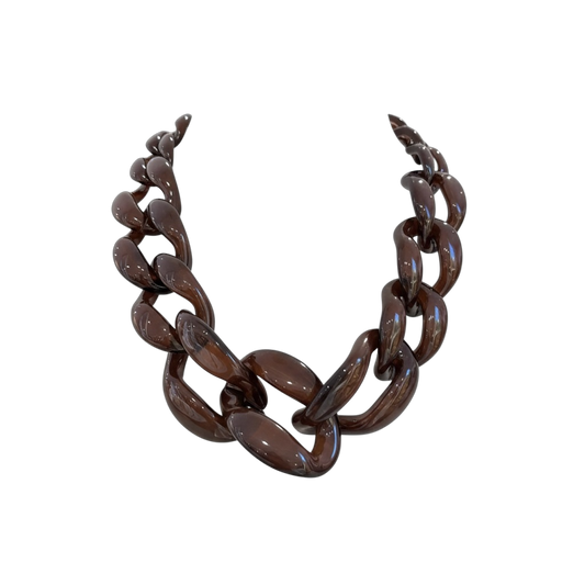 Collier maillon xl en résine chocolat