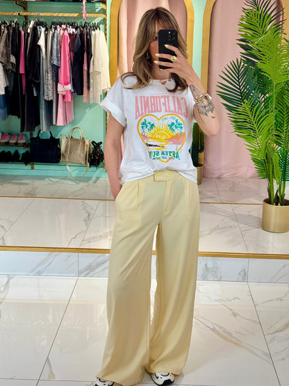 T-shirt col rond California - Blanc
