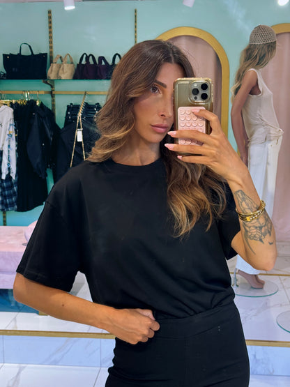 T-shirt Loose à Épaulettes noir
