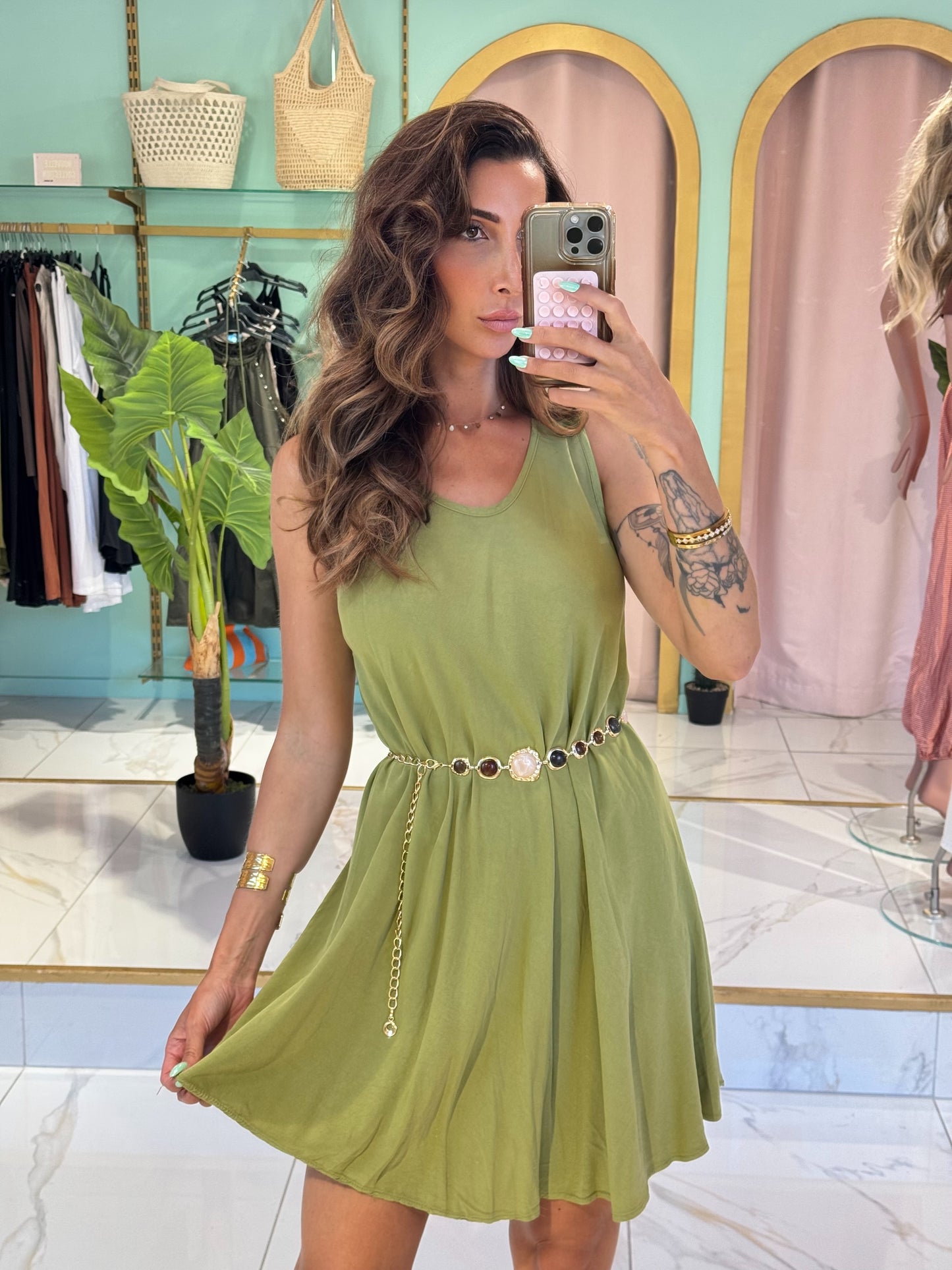 Robe canicule -pistache