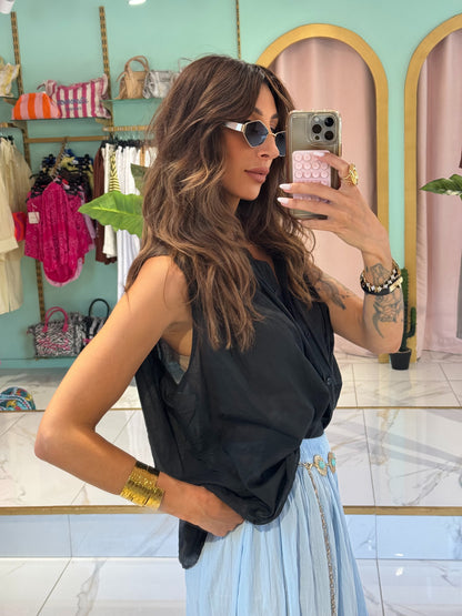 Blouse légère sans manches- noire