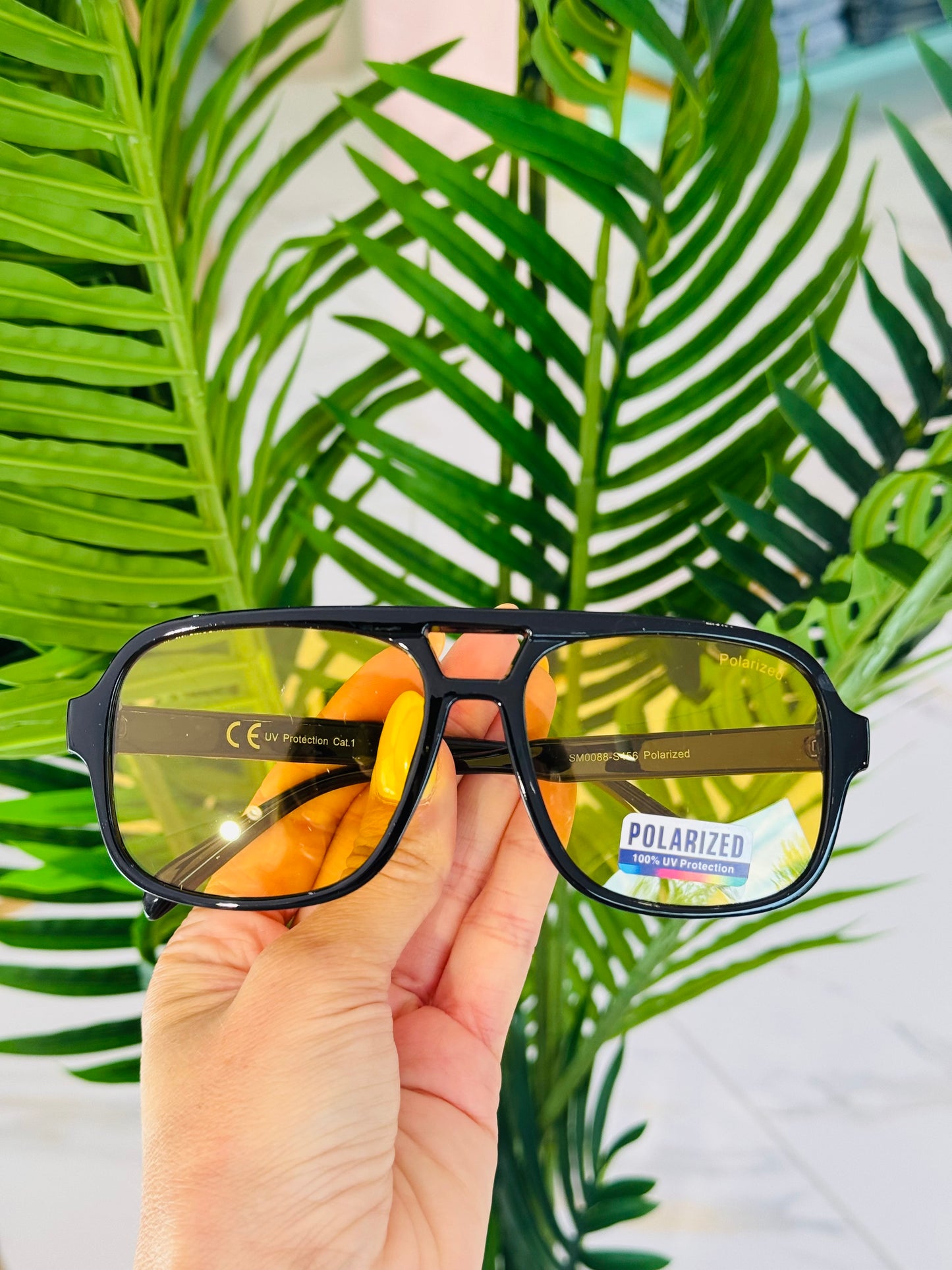 Lunette polarisée noire verre jaune