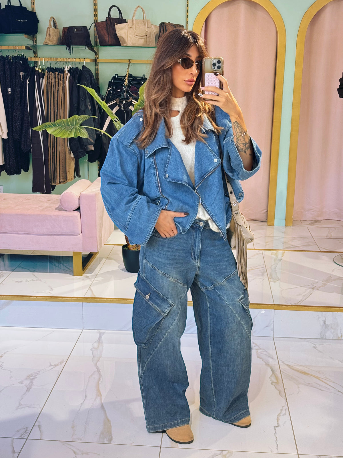Jean Marivy Mid Blue – Balloon Wide Leg