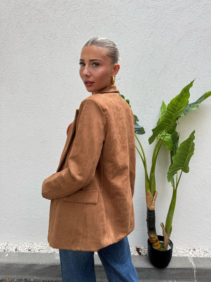 Veste façon nubuck camel