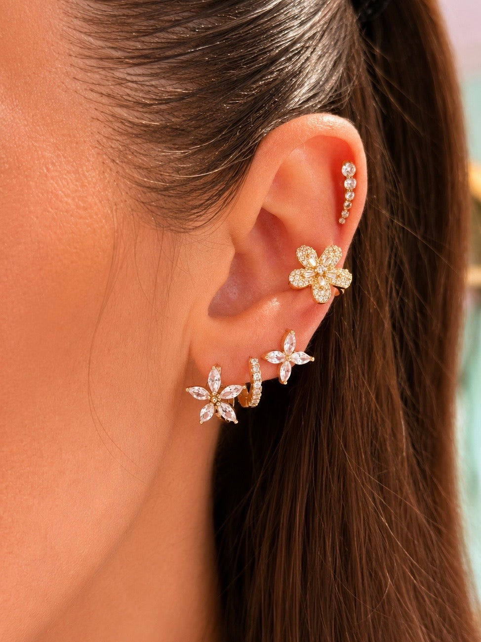 Boucles d’oreilles gamme spacy créole fleurs