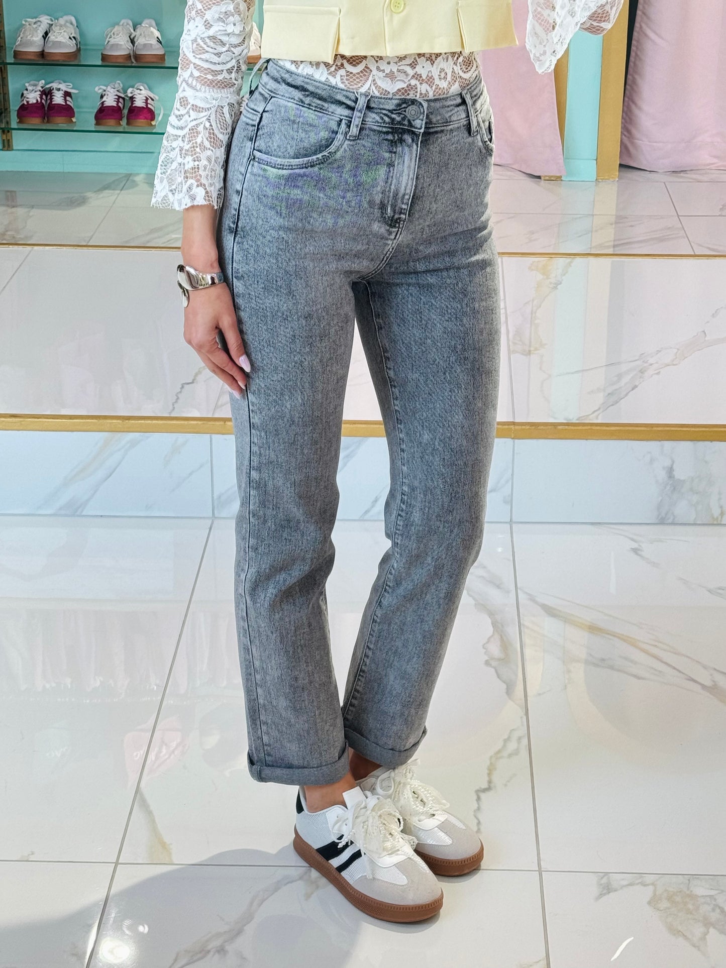 Jean straight gris chiné - stretch & confort