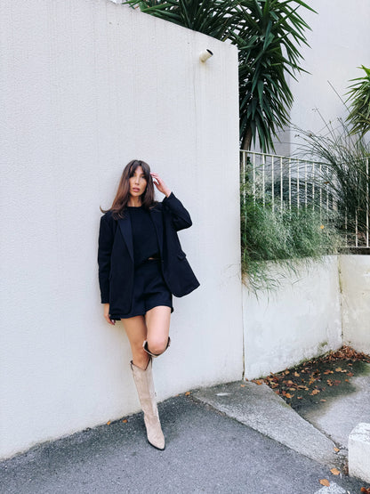 Veste tailleur façon nubuck noir