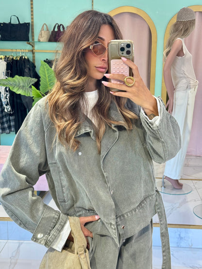 Veste en Jean Délavé à Ceinture – CIMINY PARIS