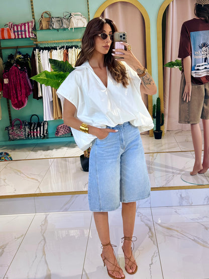 Chemise maxi oversize sans manches - blanc