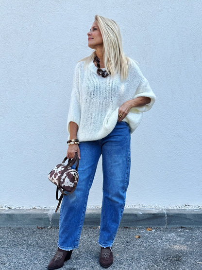 Jean coupe ballon bleu denim