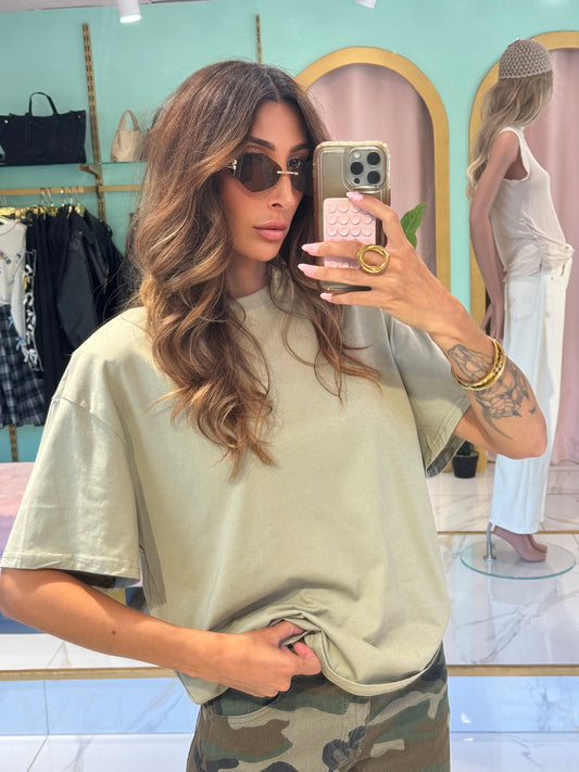 T-shirt Loose à Épaulettes céladon