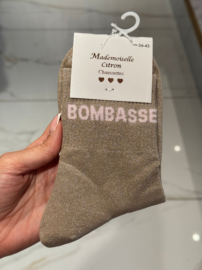Chaussettes pailletées - message bombasse