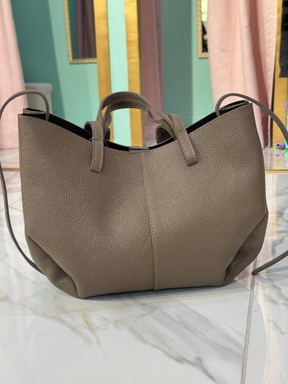 Sac Dupe En Cuir Grainé - taupe
