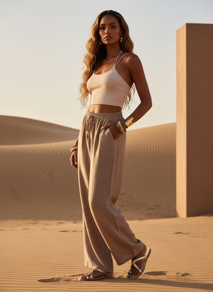 Pantalon fluide italien – beige taupe