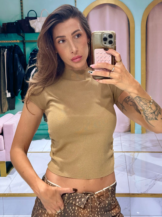 Top en Maille Froncé - Camel