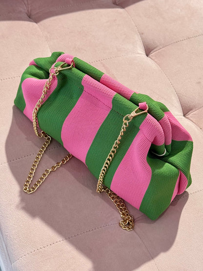 Pochette verte et rose