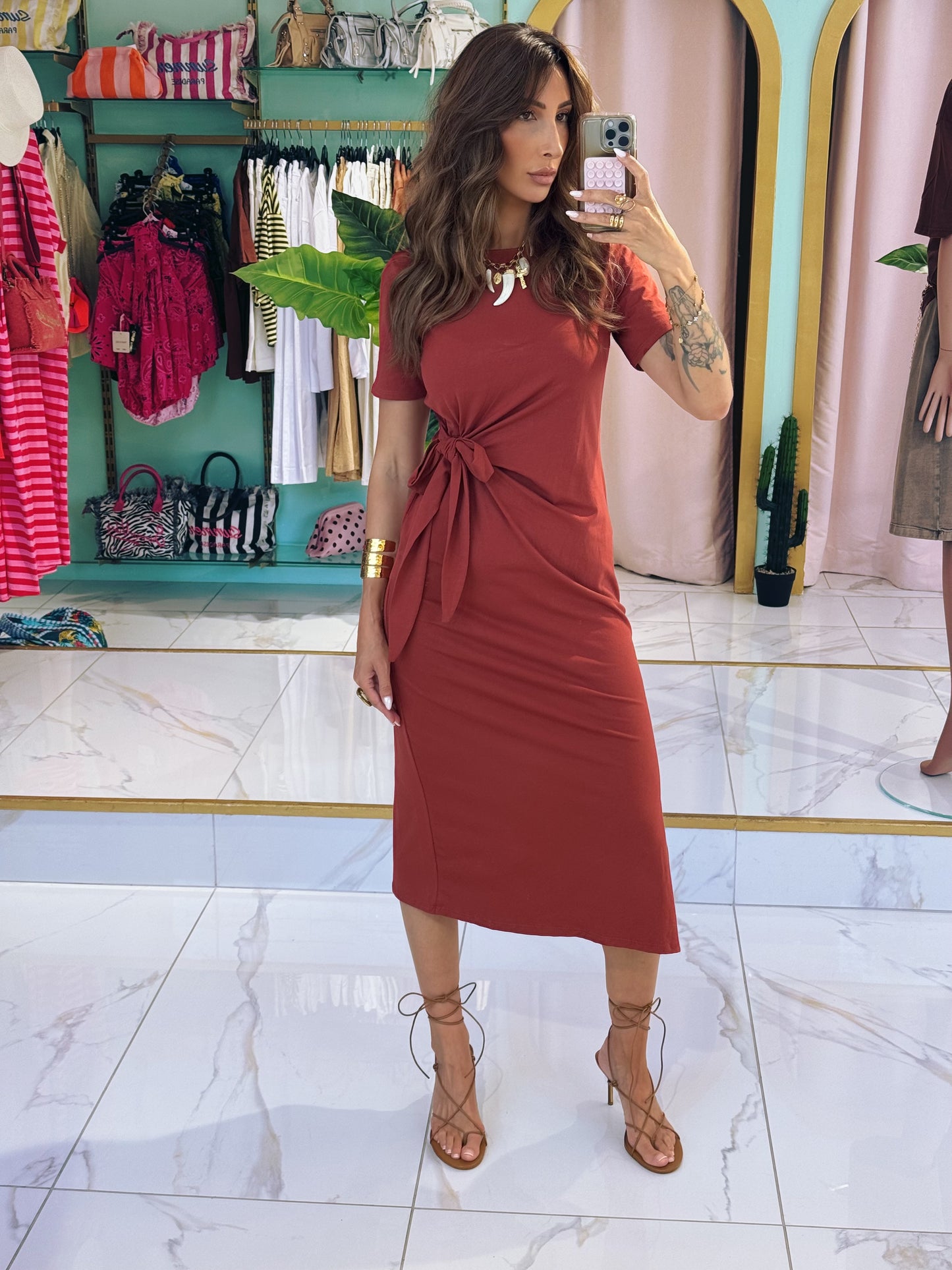 Robe t-shirt nouable - terracota
