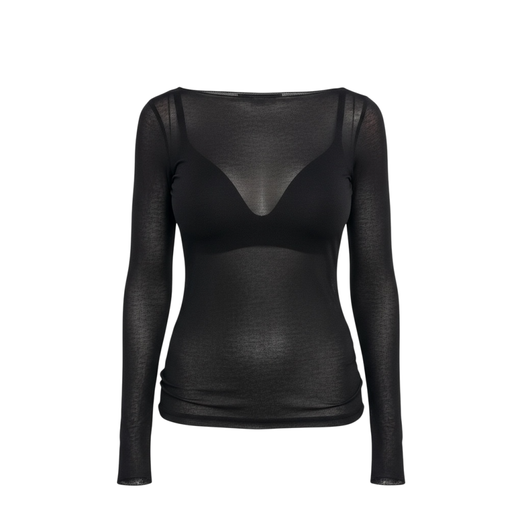 Top moulant en cachemire noir