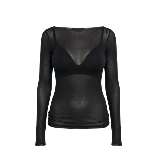 Top moulant en cachemire noir