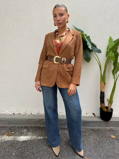 Veste façon nubuck camel