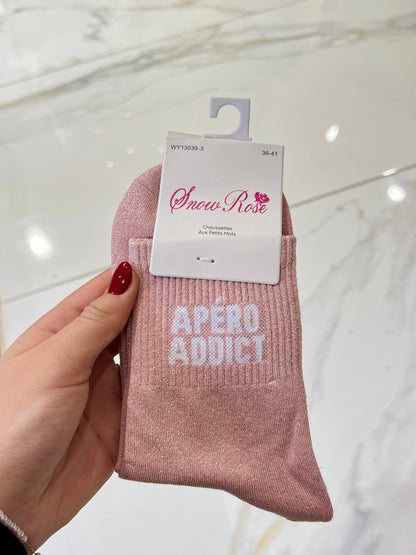 Chaussettes pailletées - message apéro addict