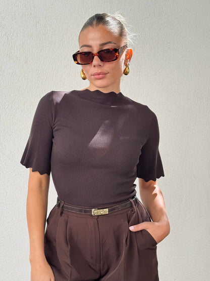 Ceinture en cuir nubuck chocolat foncé