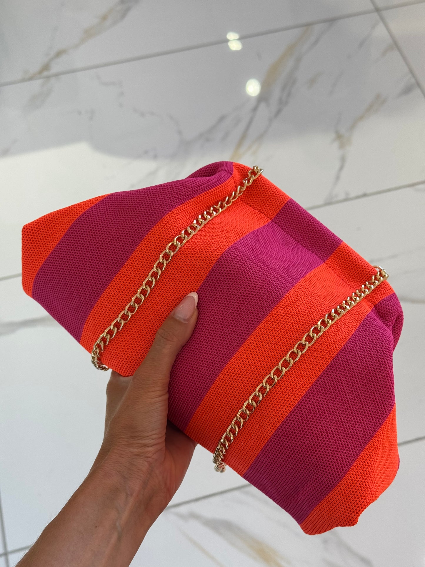 Pochette orange et rose