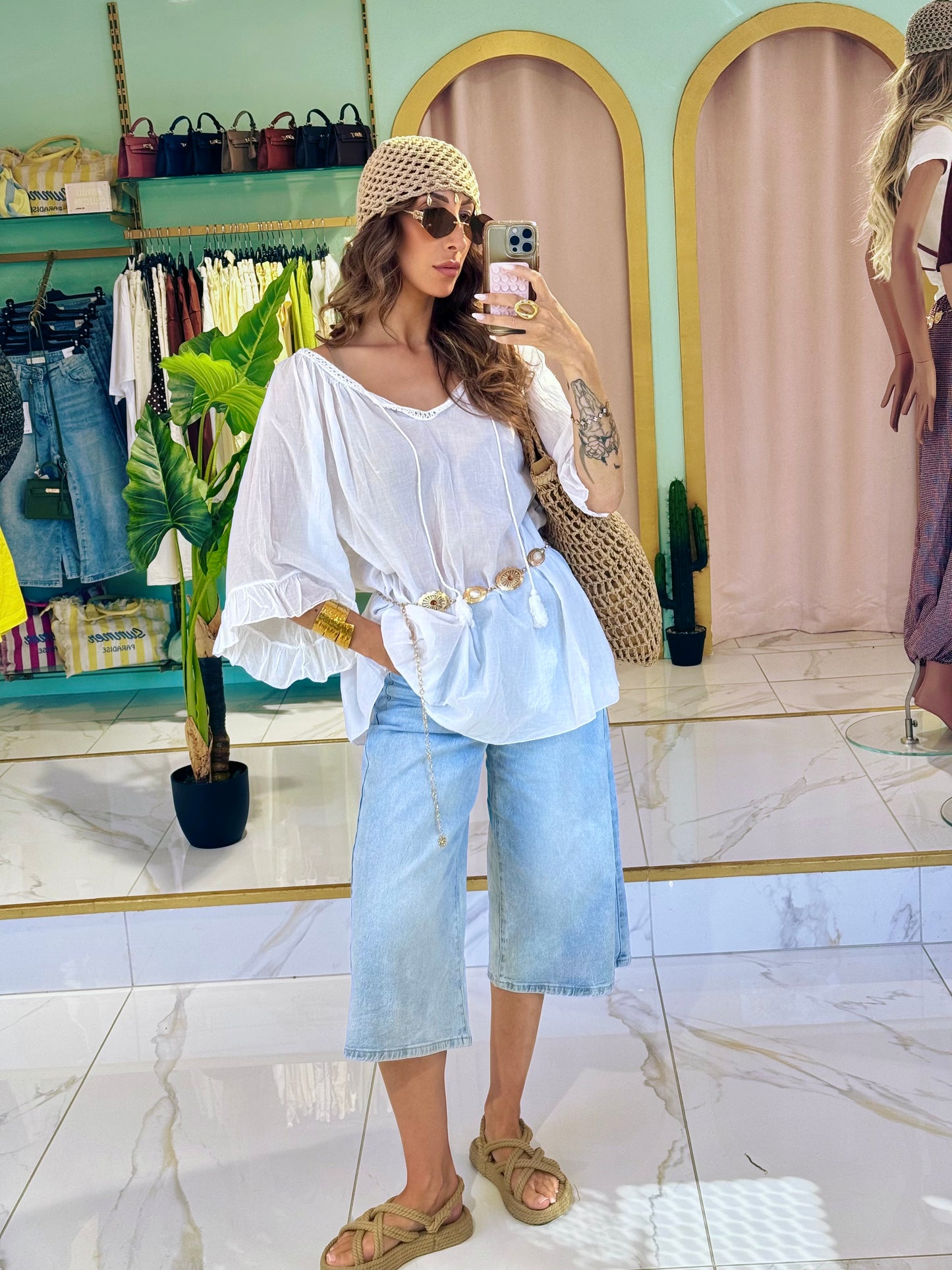 Blouse tunique loose & légère - blanche