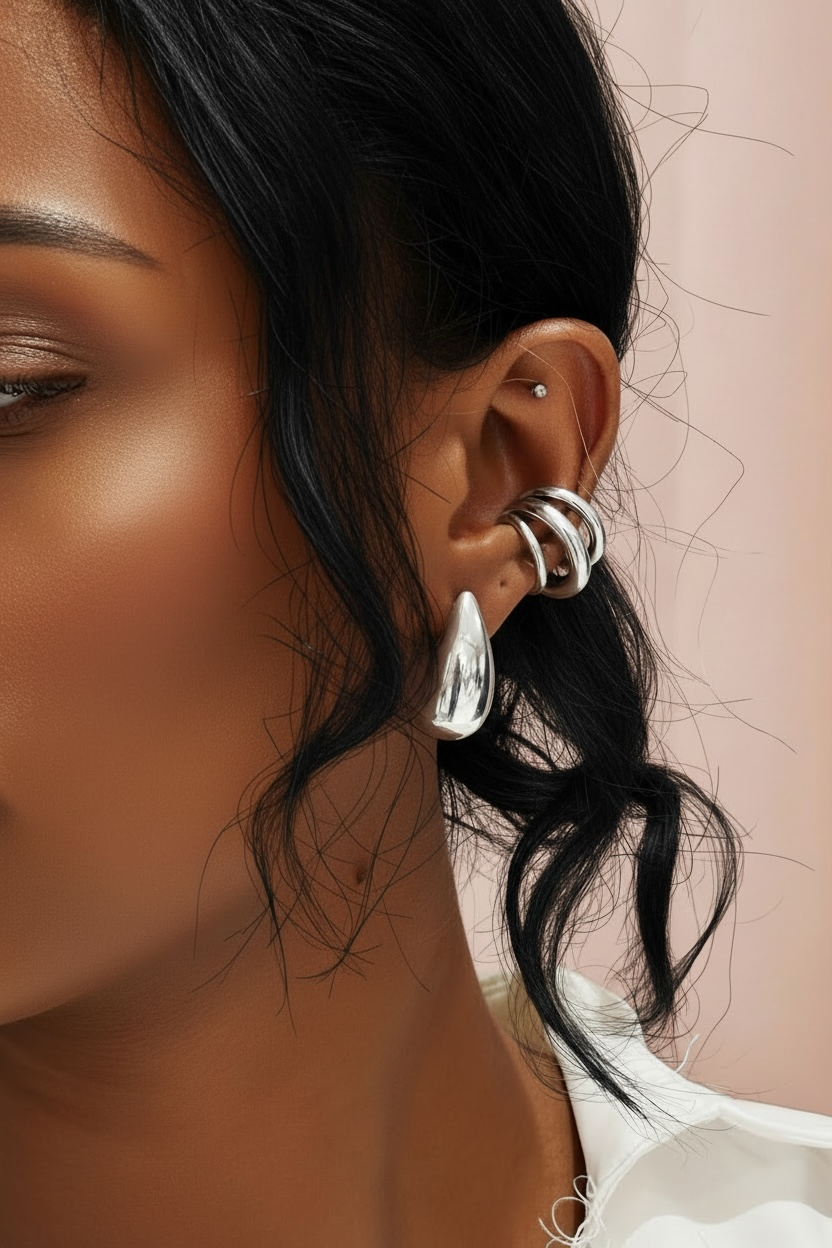 Bague d’oreille / faux piercing unisexe triple barre