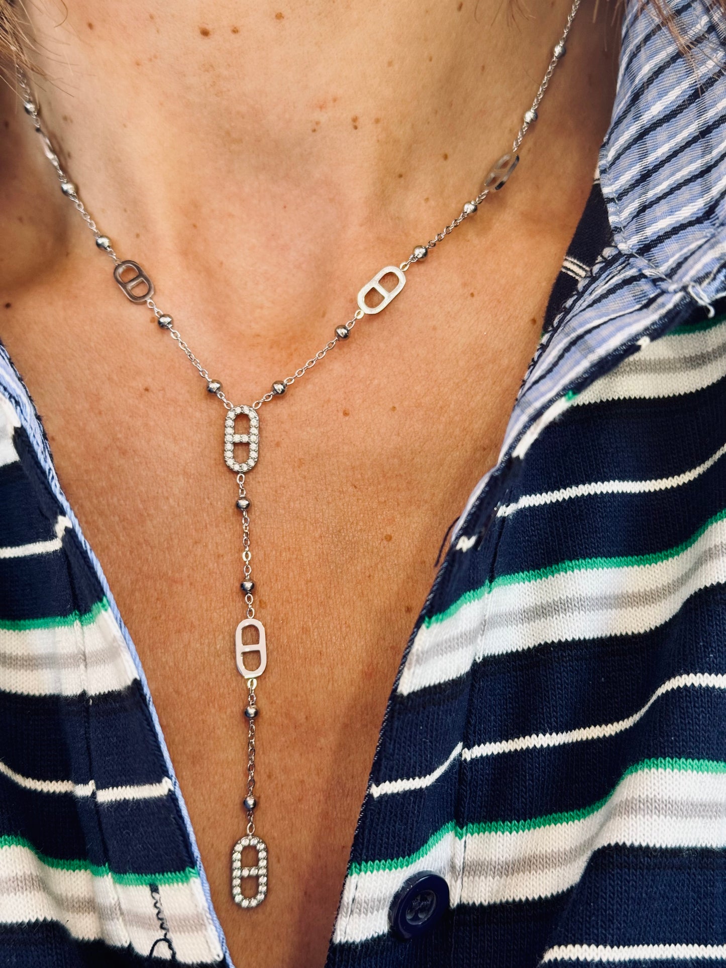 Collier cascade H dupe argent