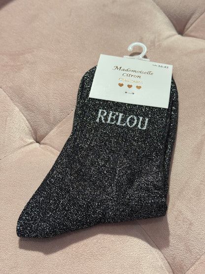 Chaussettes pailletées - message relou