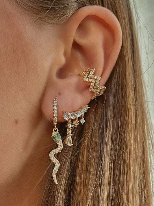 Bague d’oreille double vague coloris or