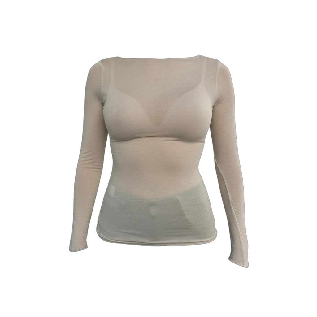 Top moulant en cachemire beige