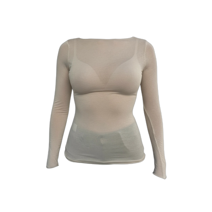 Top moulant en cachemire beige
