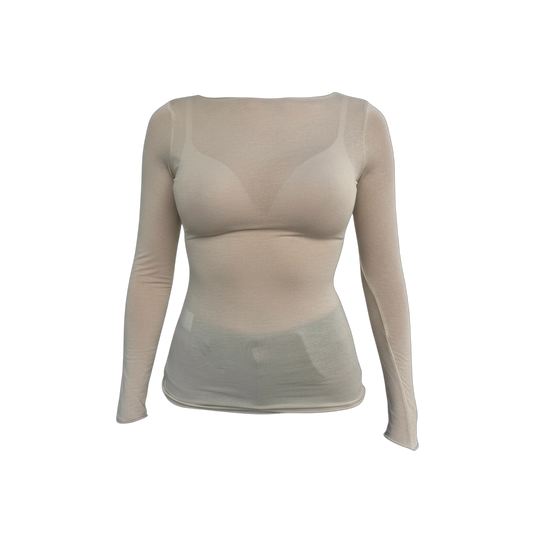 Top moulant en cachemire beige