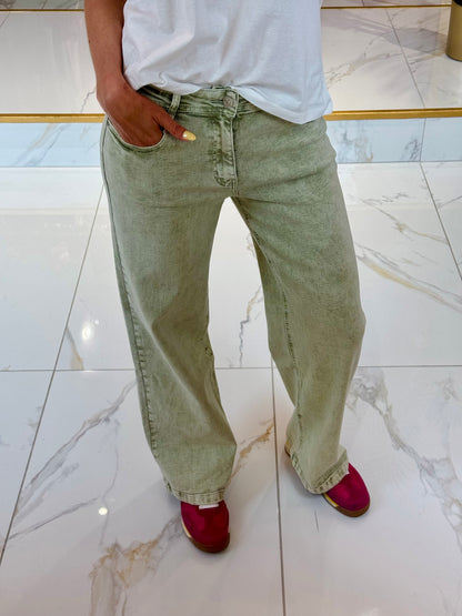 Jean wide leg kaki chiné