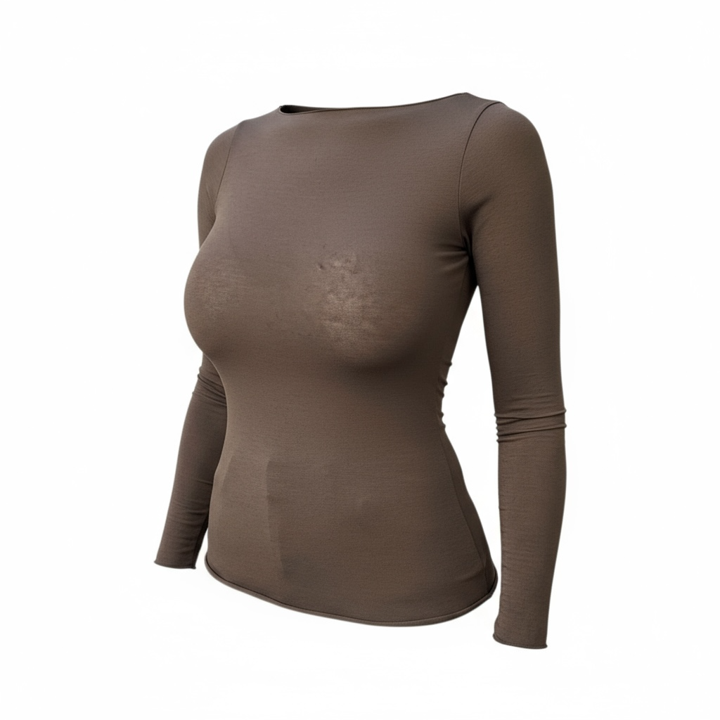 Top moulant en cachemire chocolat
