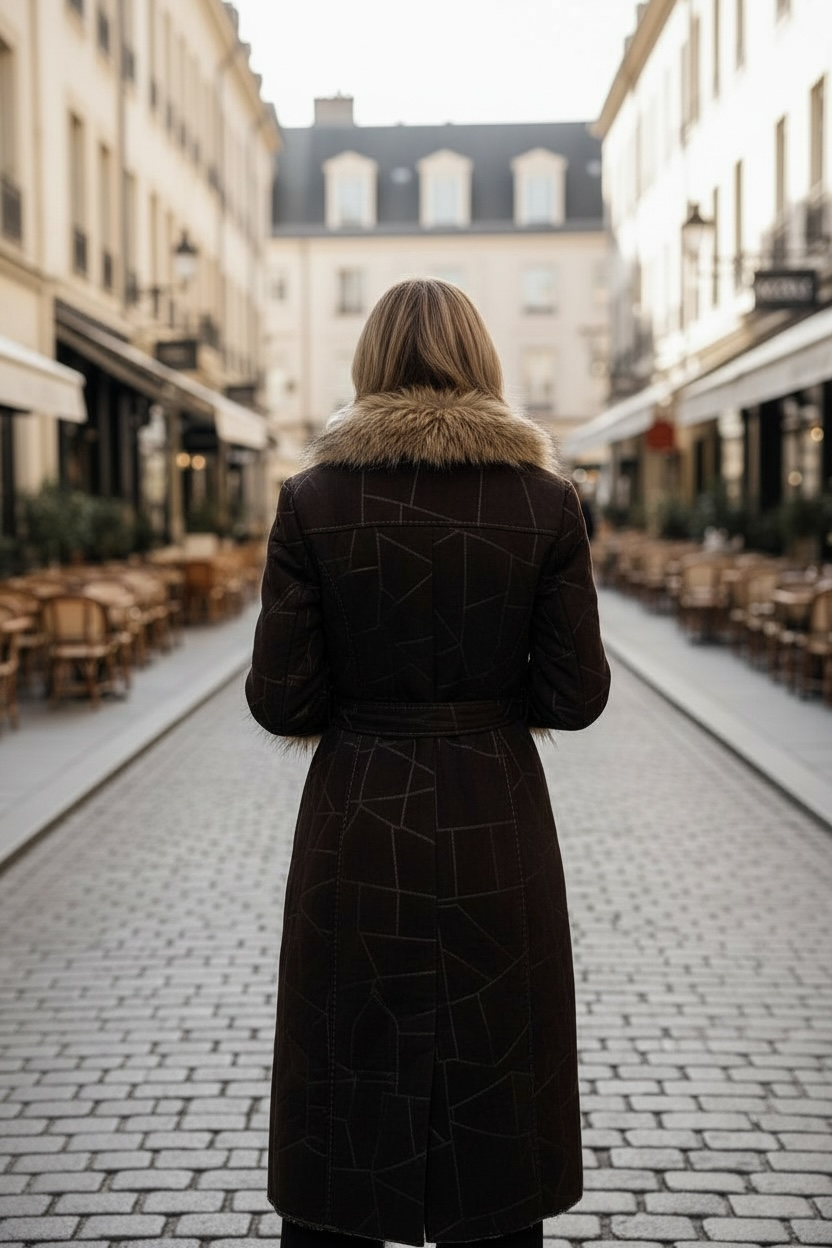 Manteau à fausse fourrure style 2000’s marron