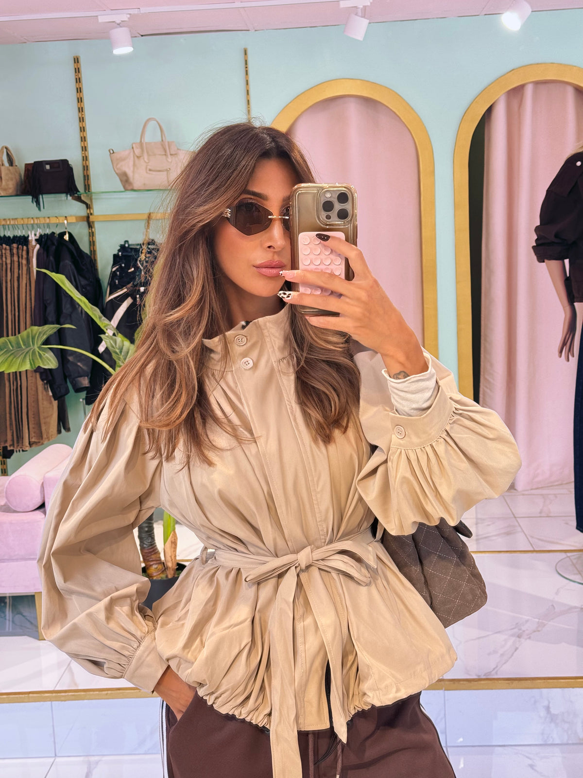Veste légère déperlante – Coupe loose beige