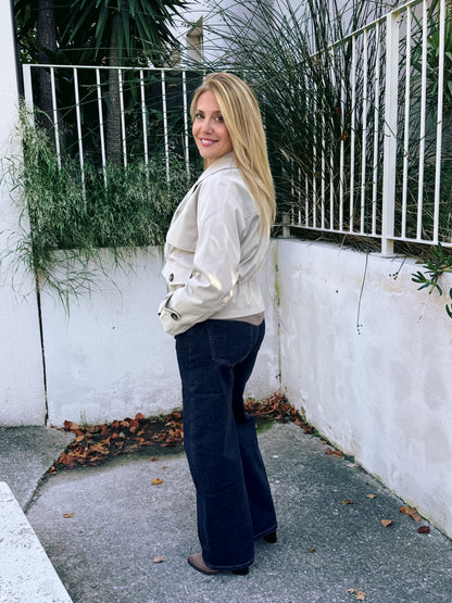 Trench Court Oversize avec Cordon Ajustable beige