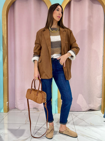 Jean mom fit bleu brut